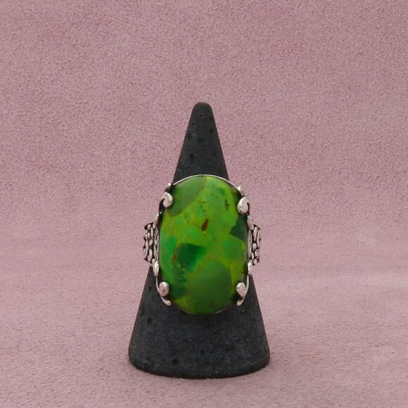 sterling silver green turquoise scroll ring size 9